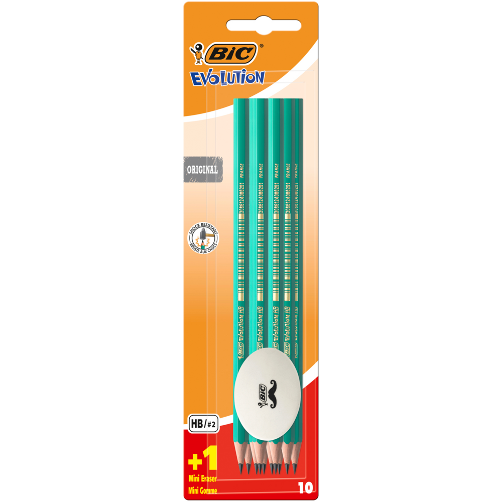 Tuotekuva: BIC Evolution lyijykynä HB 10kpl+pyyhekumi