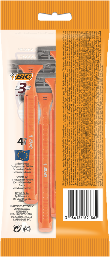 Tuotekuva: BIC varsiterä 3 Sensitive 4kpl