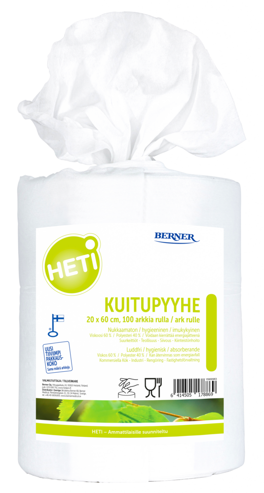 Tuotekuva: HETI Kuitupyyhe 20x60cm 100 arkkia/rulla