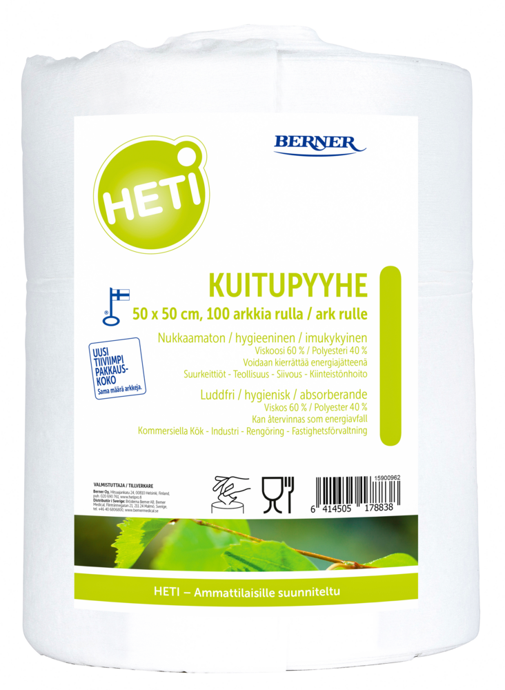 Tuotekuva: HETI Kuitupyyhe 50x50 cm 100 arkkia / rulla