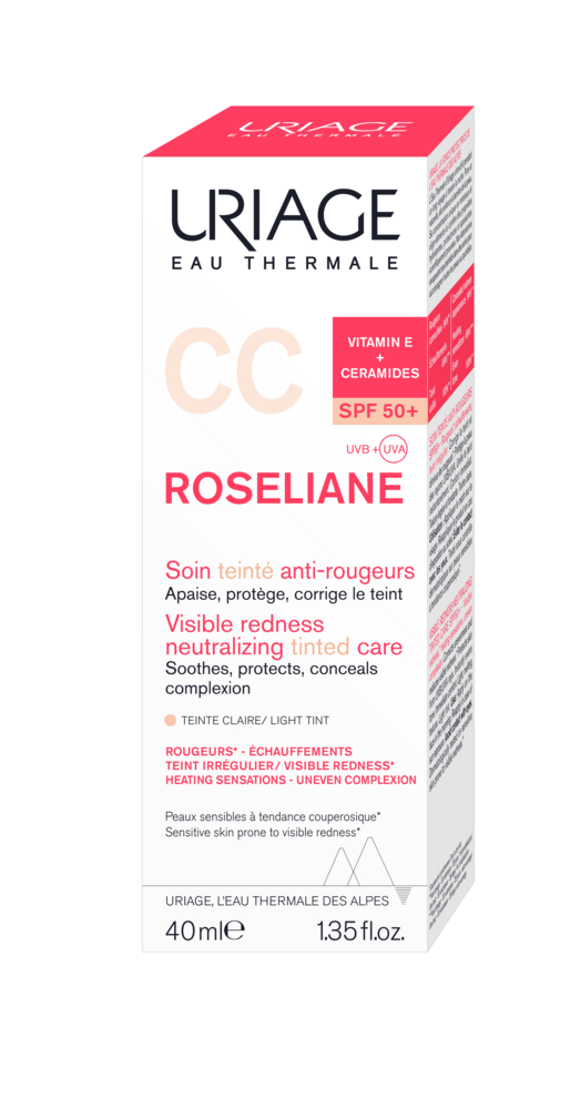 Tuotekuva: Uriage Roseliane CC Cream SPF50+ Light Tint 40 ml sävytetty päivävoide punoitukseen taipuvaiselle iholle