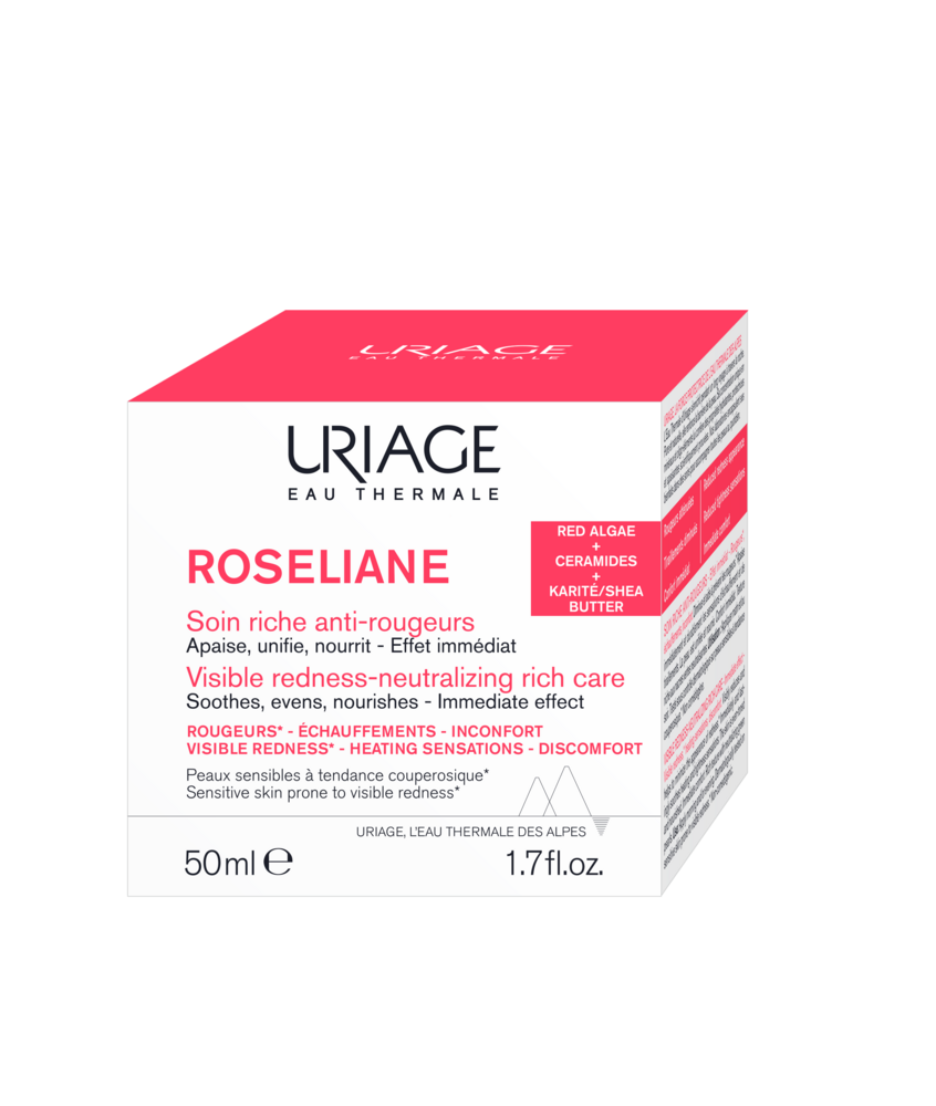 Tuotekuva: Uriage Roseliane Anti-Redness Rich Cream 50 ml kasvovoide punoitukseen taipuvaiselle iholle