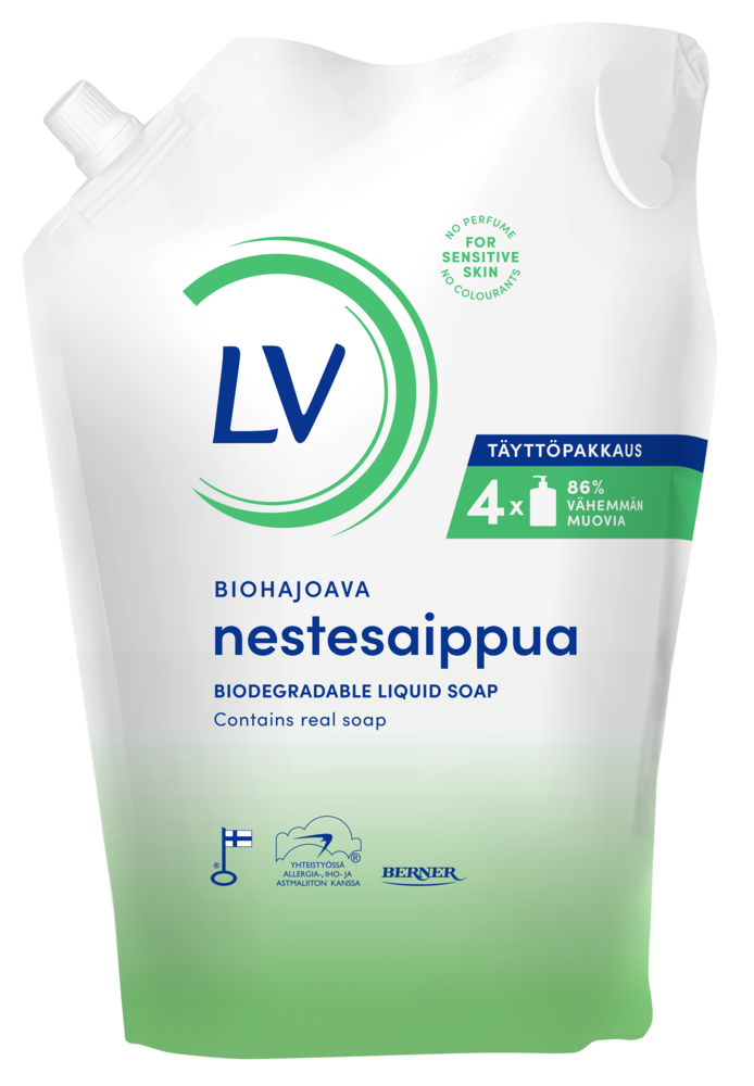 Tuotekuva: LV  biohajoava nestesaippua 1,2l täyttöpussi