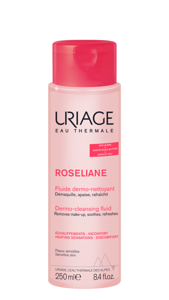 Tuotekuva: Uriage Roseliane Dermo-Cleansing Fluid 250 ml puhdistusemulsio punoitukseen taipuvaiselle herkälle iholle