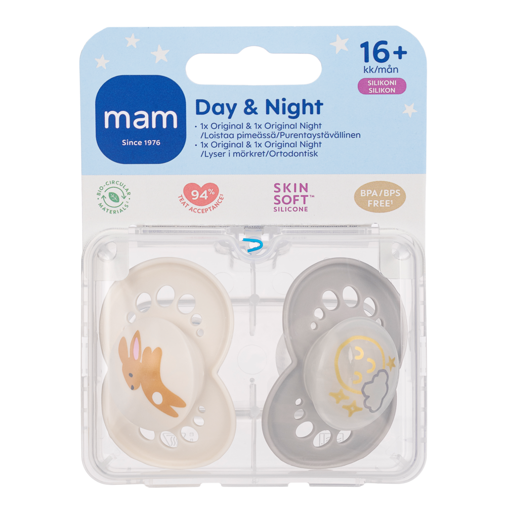 Tuotekuva: Ainu Mam 16+kk original Day&Night silikonitutti 2 kpl