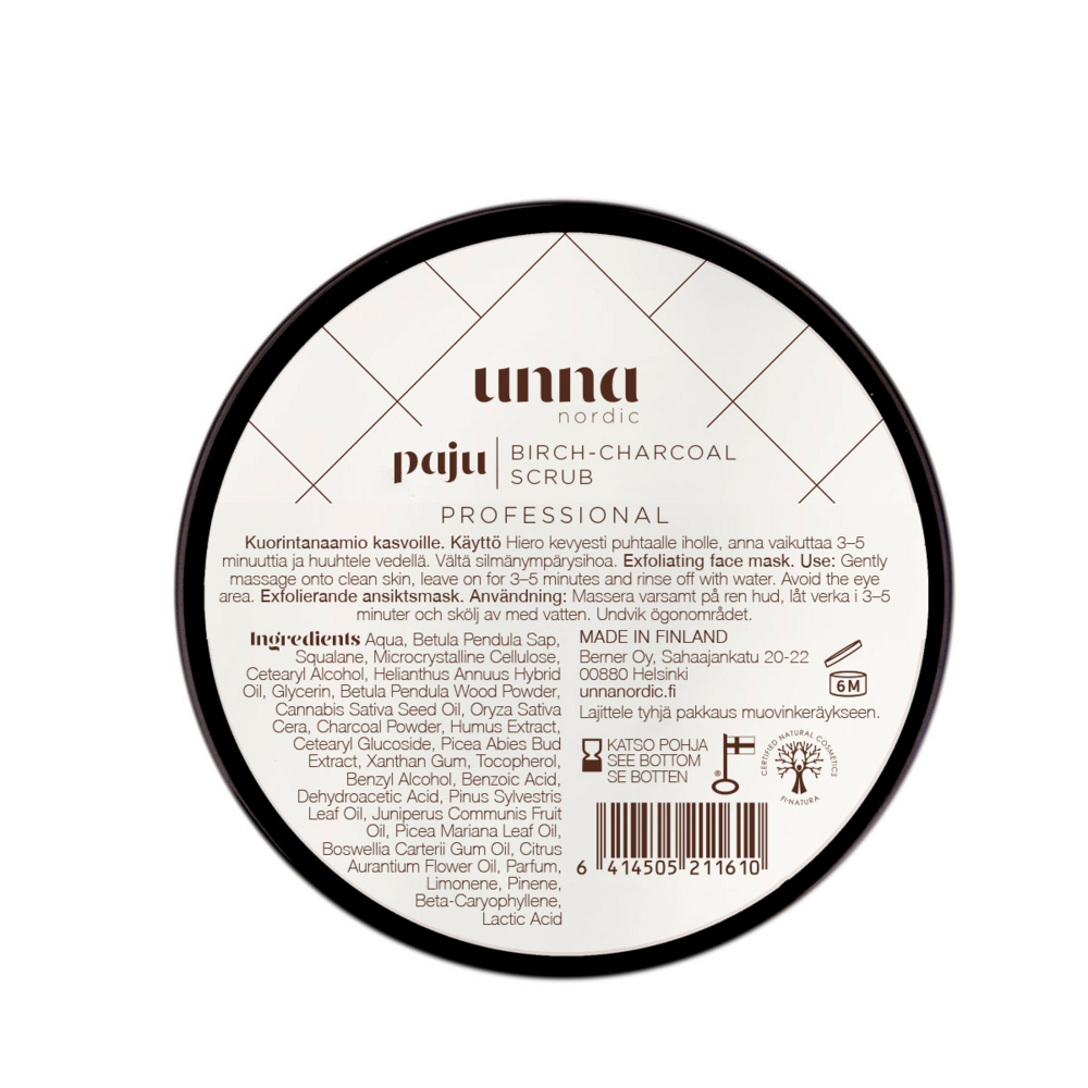 Tuotekuva: UNNA NORDIC PAJU BIRCH-CHARCOAL FOREST SCRUB PROFESSIONAL 100ml